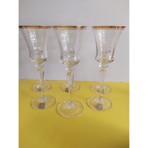 Mikasa Jamestown Double Gold Rim Wine Glasses Hand Blown  8 1/8" Tall~Set of 6